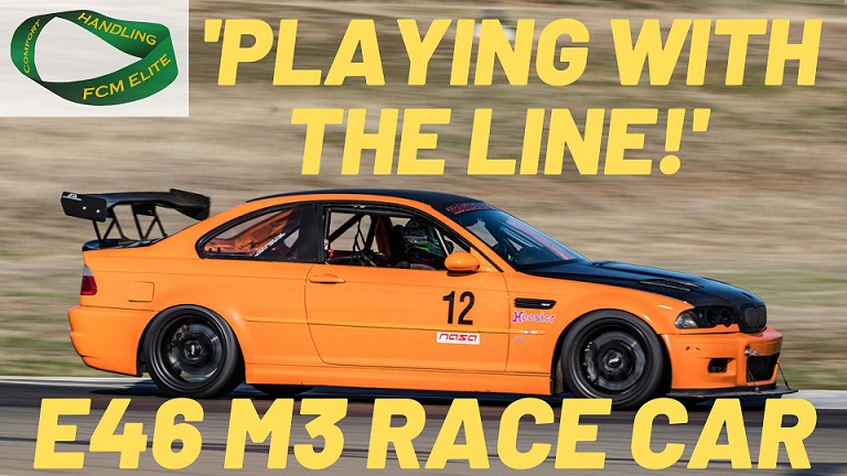 Sat driving his orange BMW E46 M3 race car with FCM Elite Stage 3 Ultimate