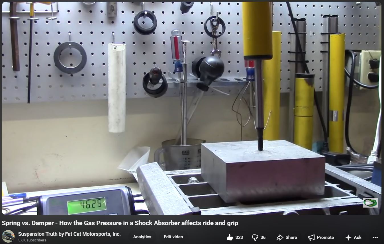 Bench demonstration measuring the force required to begin 
compressing a pressurized Bilstein monotube damper